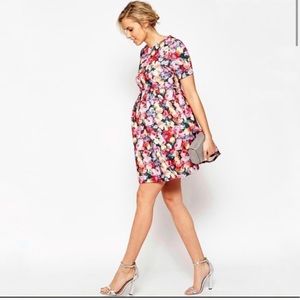 ASOS Maternity Floral Flare Scuba Dress